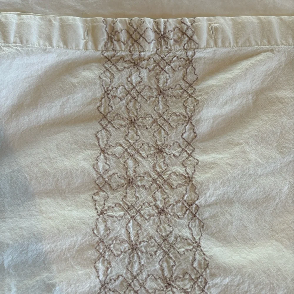 Threshold fabric shower curtain emb cream tan 100% cotton Minimalist